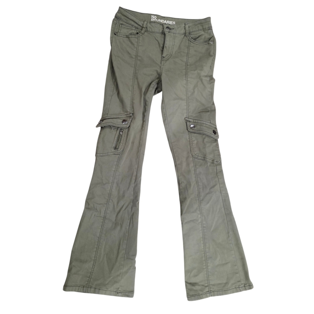 No Boundaries Juniors Olive Cargo Flare Jeans
